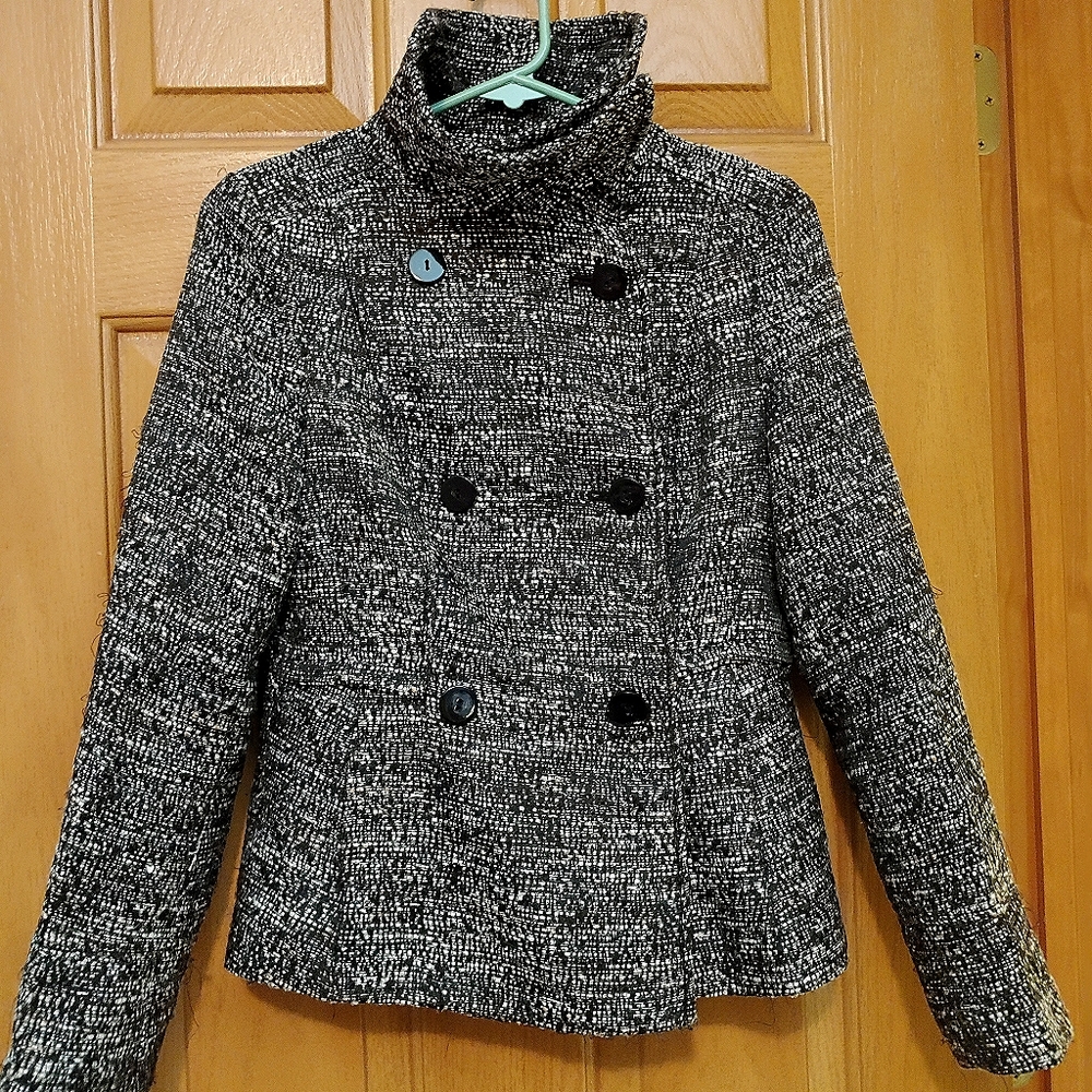 Funnel-Neck, Double-Breasted Coat